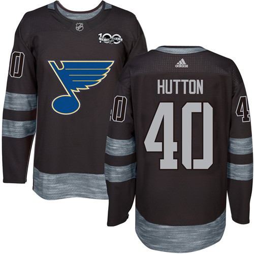 Adidas Blues #40 Carter Hutton Black 1917-100th Anniversary Stitched NHL Jersey